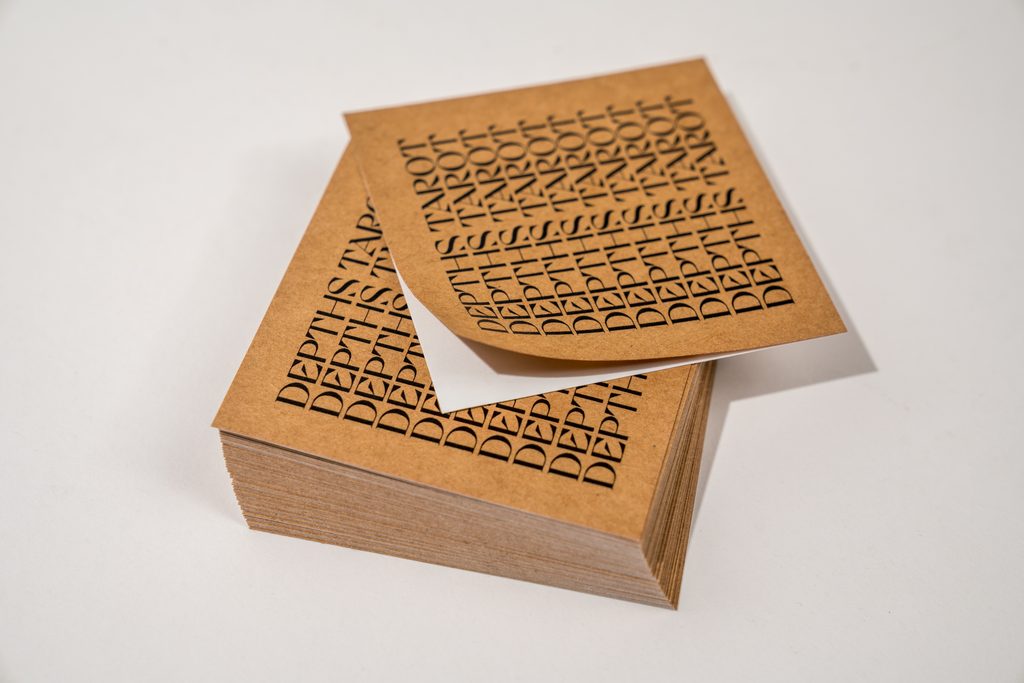 adhesive kraft label in close up with the front and back design shown