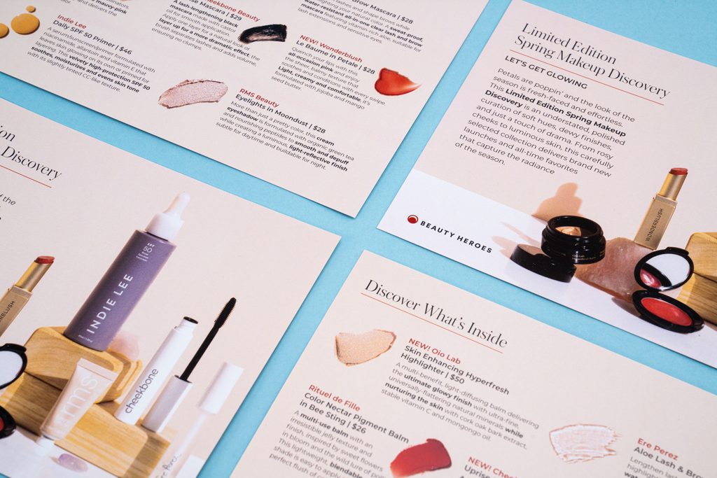 close up on a product catalog for makeup