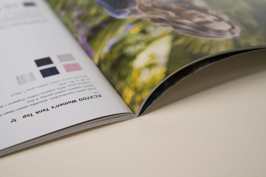 Booklet opened to a few pages from the cover.